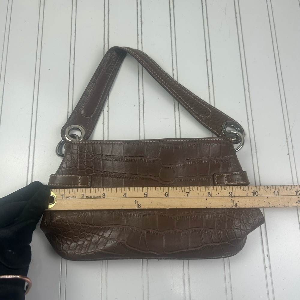 Tommy Hilfiger Vintage Y2K Brown Crocodile-Embossed Shoulder Bag - Picture 10 of 13